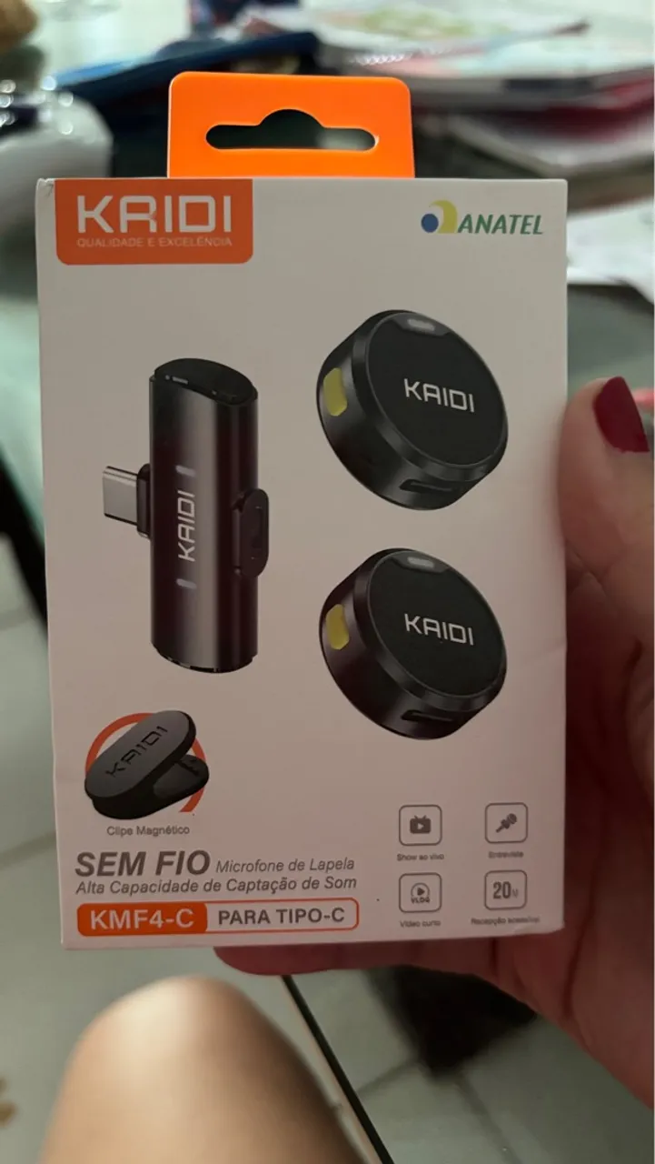 Microfone de Lapela Sem Fio KRIDI KMF4-C - Tipo C