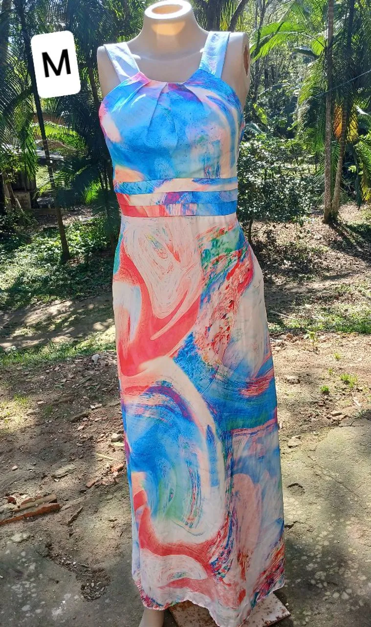 Vestido Longo Colorido Estampado