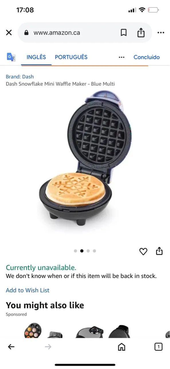 Máquina de Waffle Mini Floco de Neve Dash - Multicolorido