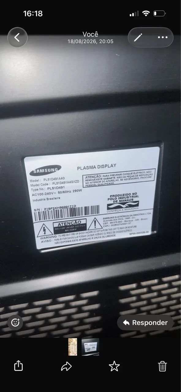 TV Samsung Plasma 3D 51 Polegadas D491 - Foto 3