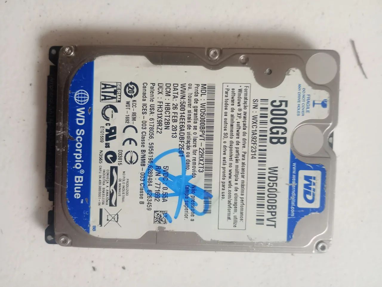 Pra hoje HD WD 500 funcionando perfeitamente 