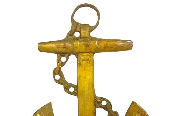 Grande Claviculário Parede bronze dourado maciço Formato de âncora contendo três suportes  - Foto 2