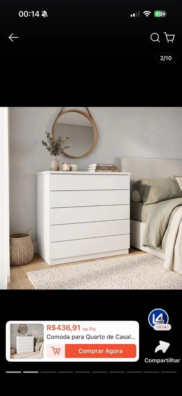 Cômoda para quarto 5 gavetas