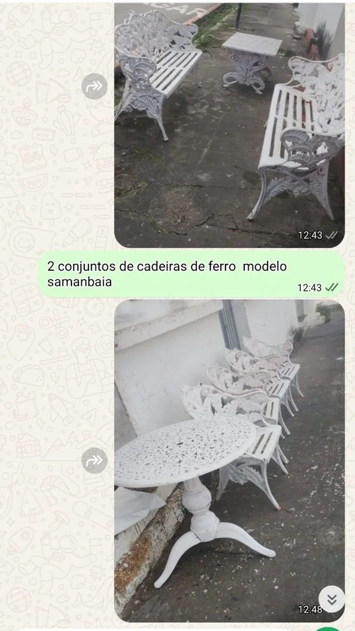 Jogo de cadeiras de ferro fundido