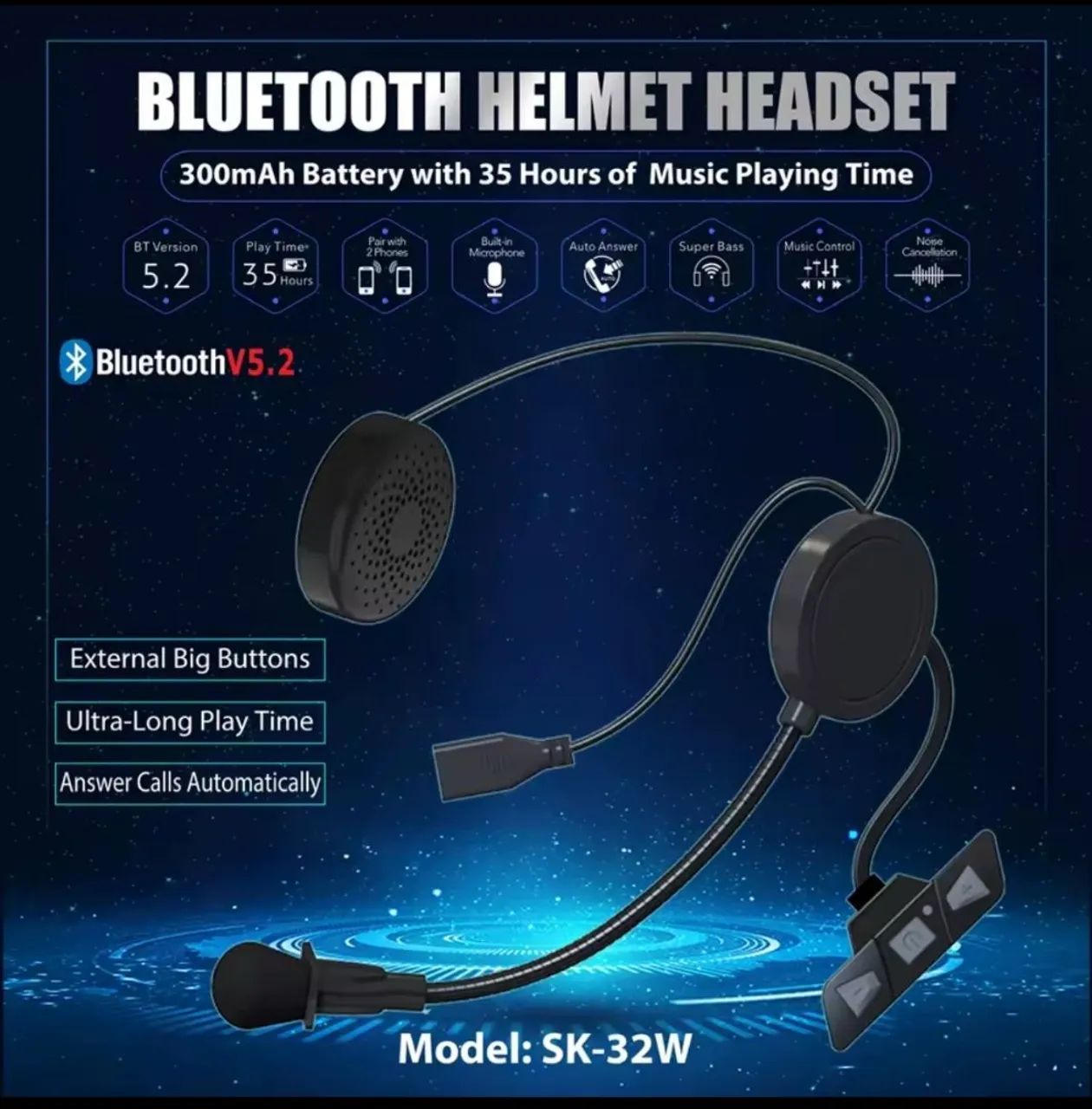 Headset bluetooth slin para capacete
