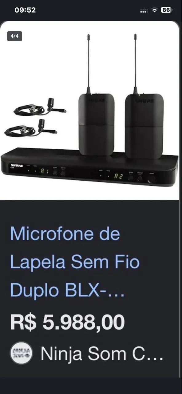 MICROFONE SHURE BLX188 HEADSET - Foto 4