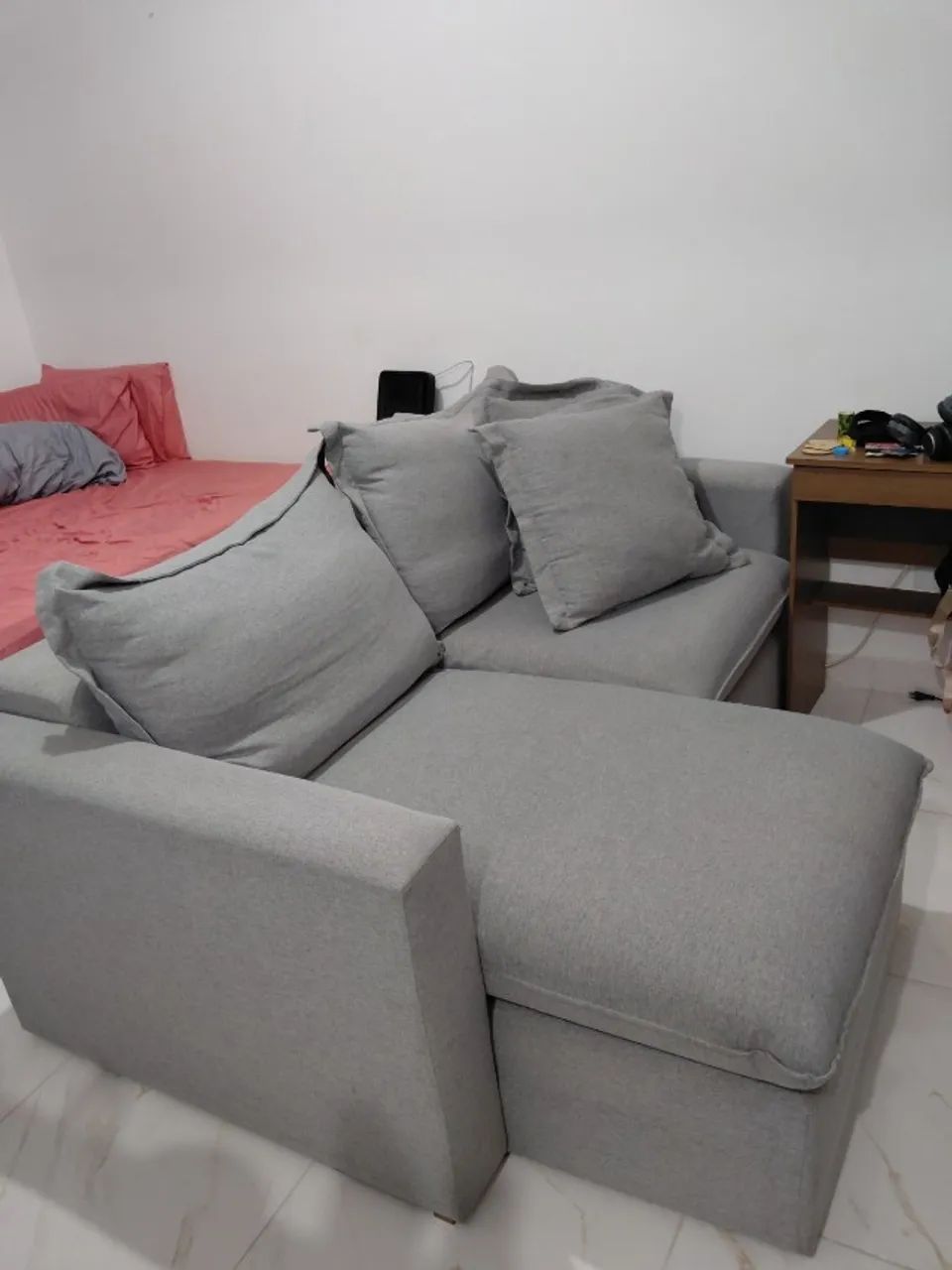 Sofá retrátil 3 lugares cinza - Foto 3