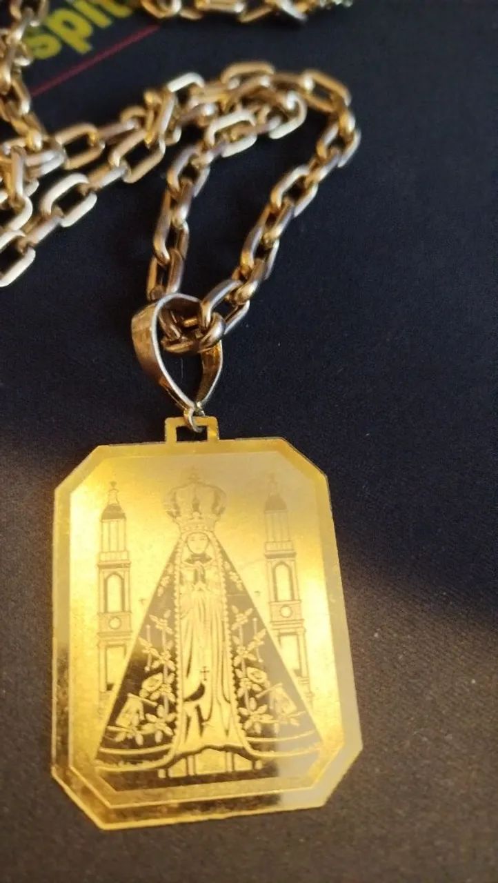 Corrente banhada com pingente nossa senhora. - Foto 3