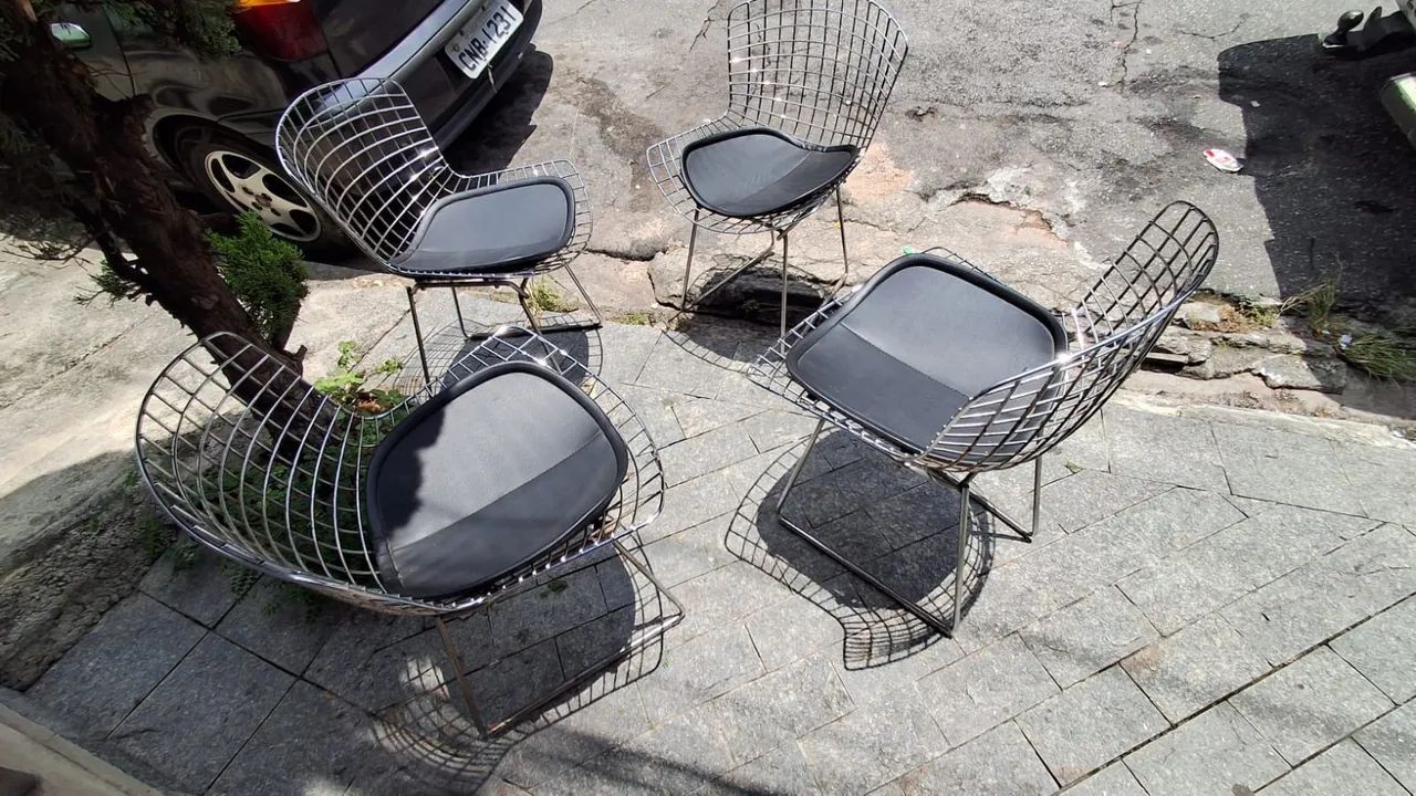 Conjunto de 4 cadeiras bertoia aço cromado  - Foto 2