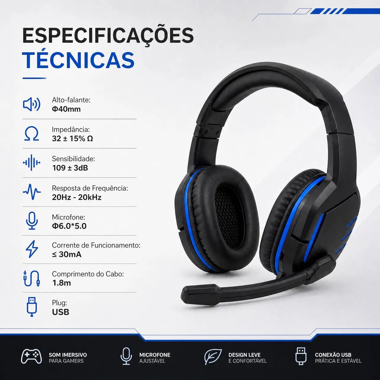 Fone Headset Gamer JWCOM FO-0990 Som 7.1 USB Com Microfone - Foto 4