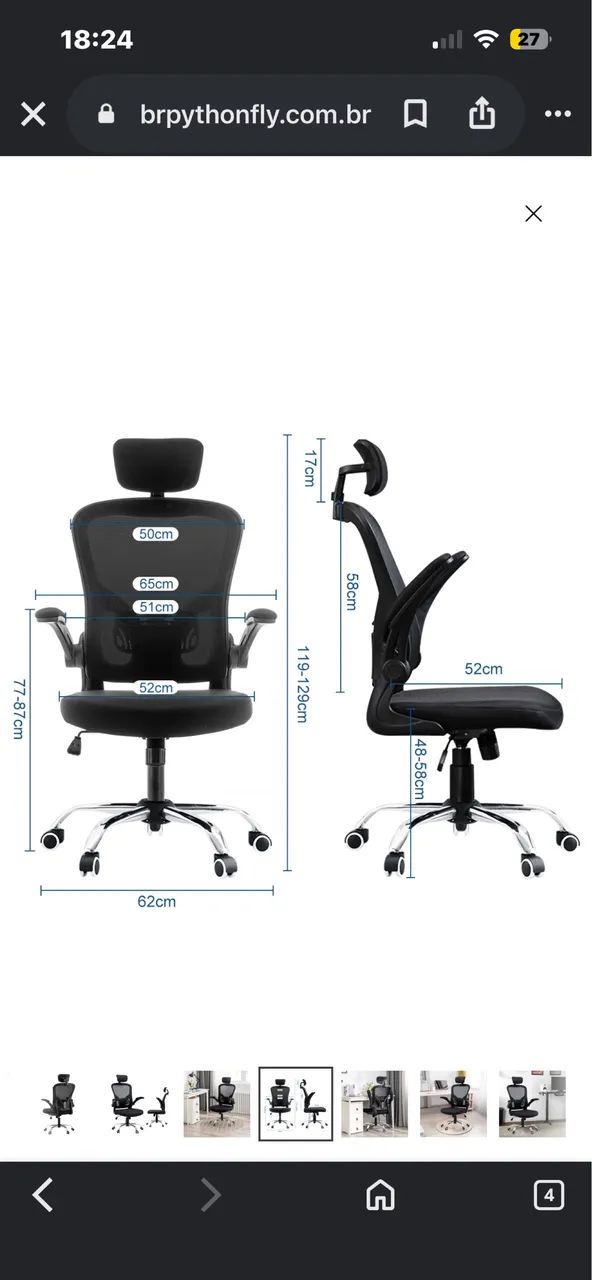 Cadeira de escritório Python Fly Ergonômica  - Foto 3
