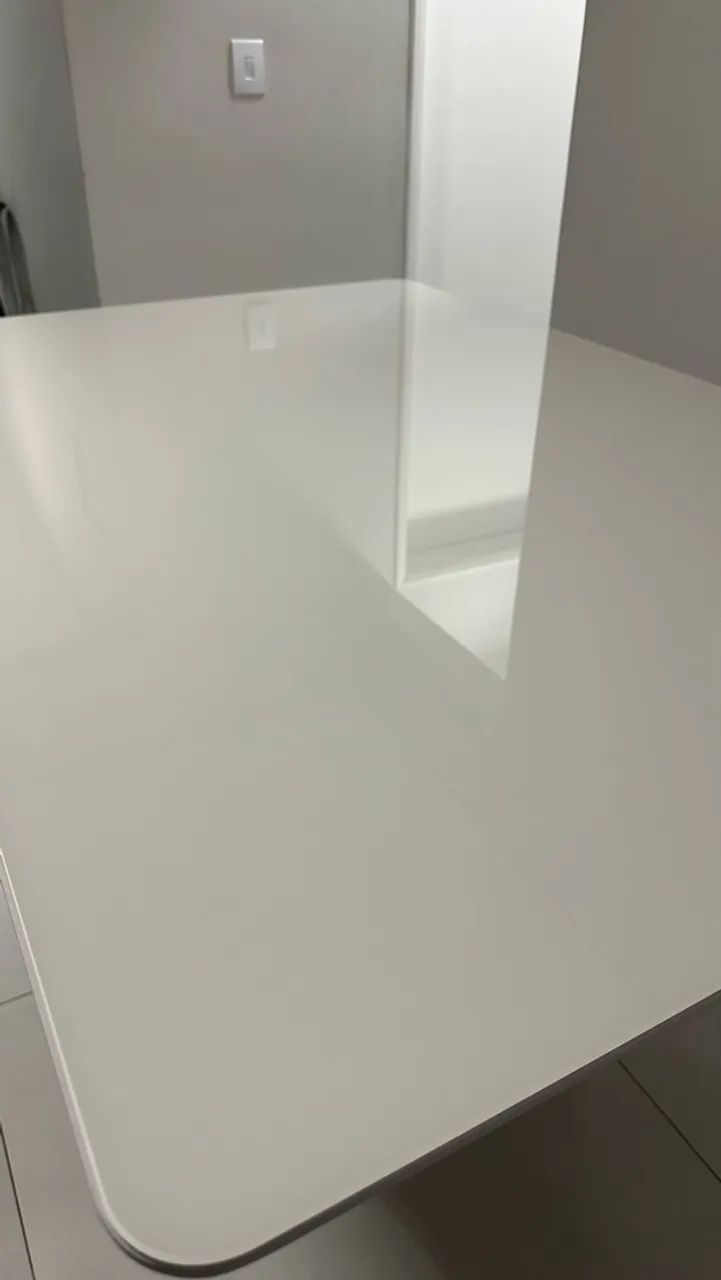 Mesa de Jantar Retangular Branca com Tampo de Vidro - Foto 4
