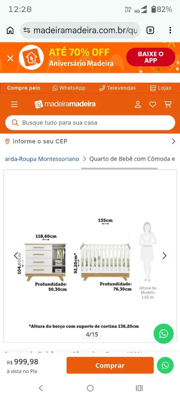 Vendo cômoda e berço 100% MDF - Foto 4