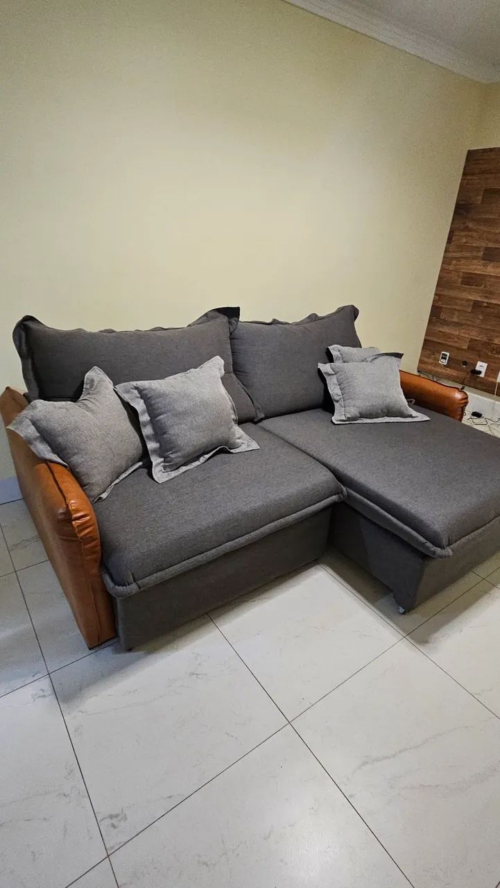 Vendo Sofá Retrátil e Reclinável de 03 Lugares no Linho  - Foto 3