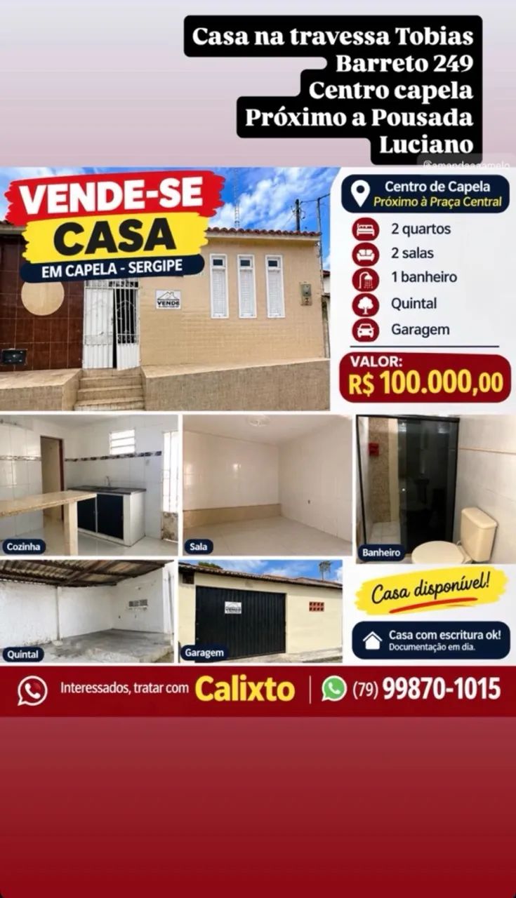 Casa venda em capela 