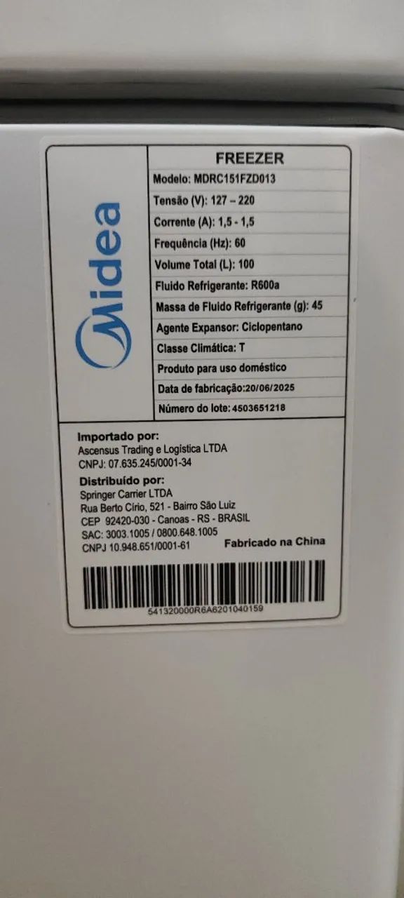 Freezer Horizontal Midea 100L Inverter Branco Bivolt - Foto 2