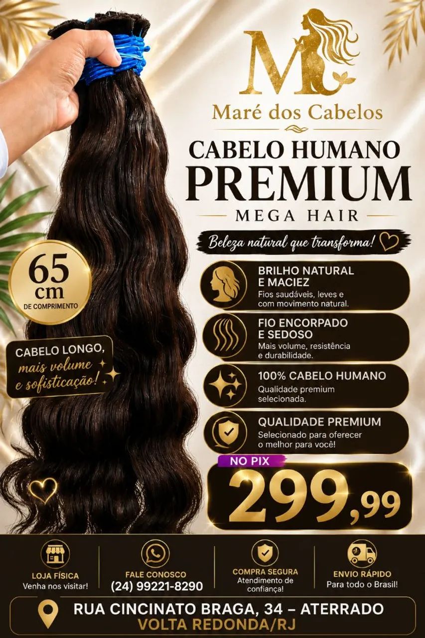 Cabelo humano 65cm - Foto 4