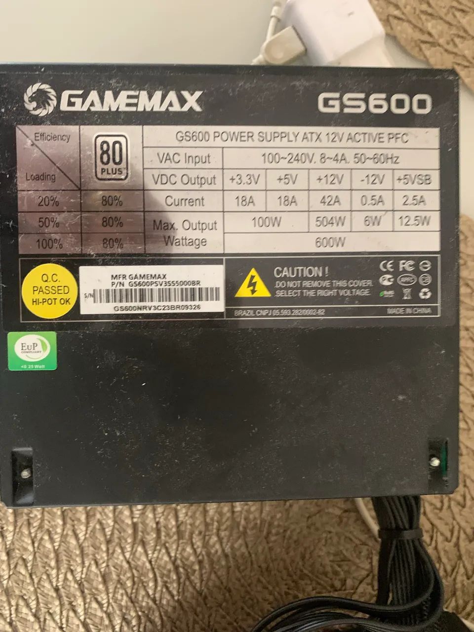 Fonte para computador modelo game max gs600