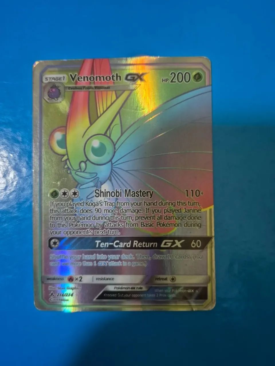 Cartas Pokemon (Venomoth-GX, Asa Rasteira, Mewtwo-ex e Naganadel-GX ...