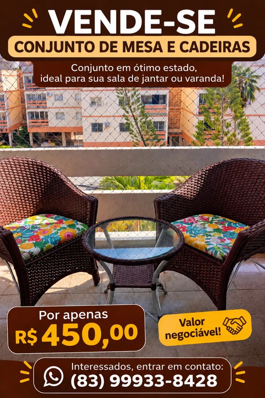 VENDO CONJUNTO DE MESA E CADEIRAS 