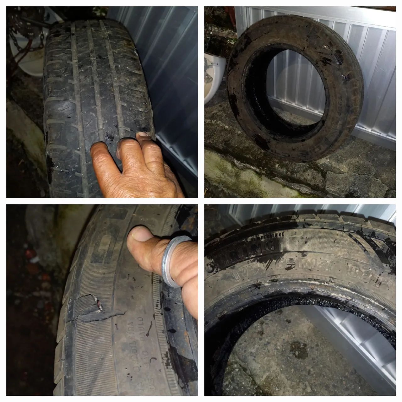 Pneu aro 14, 175, 65, precisa de conserto. 