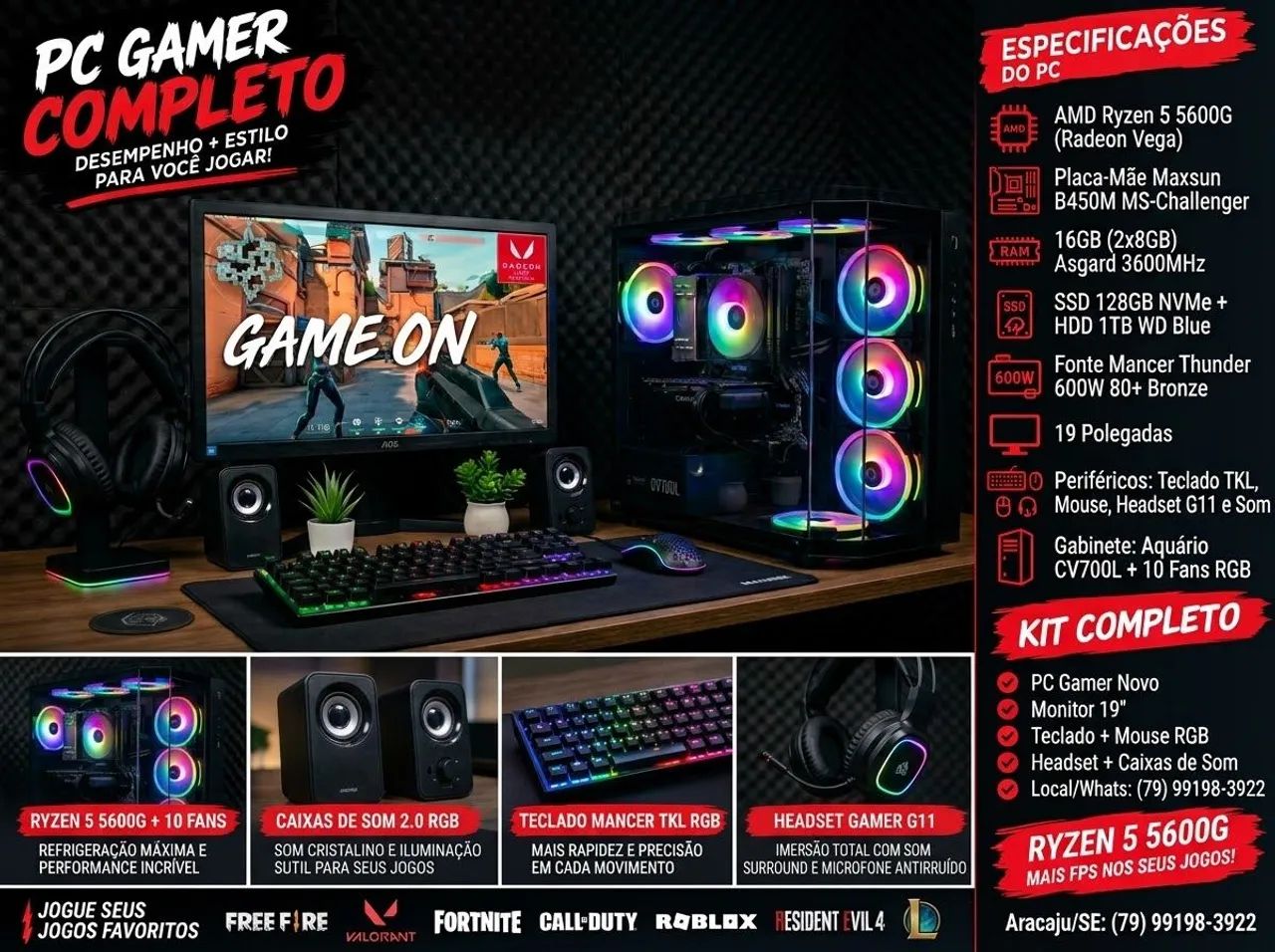 Pc gamer completo barato 
