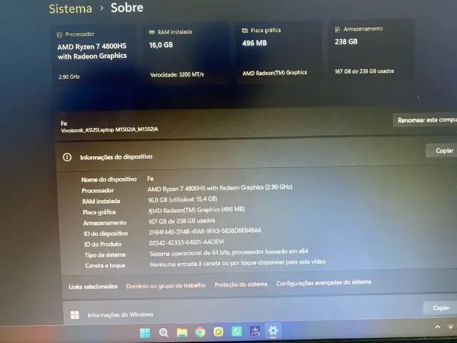 Notebook ASUS Vivobook Ryzen 7 | Com Placa de Vídeo Integrada | 16GB RAM | SSD // LER DESC - Foto 3