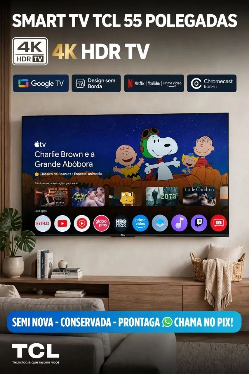 Tv 55 polegadas 4k semi nova TCL  - Foto 4