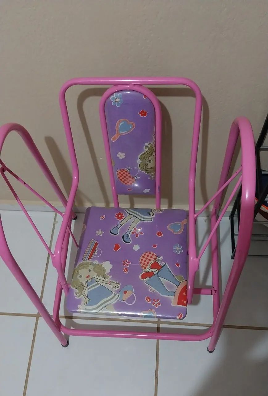 Cadeira de balanço infantil rosa - Foto 3