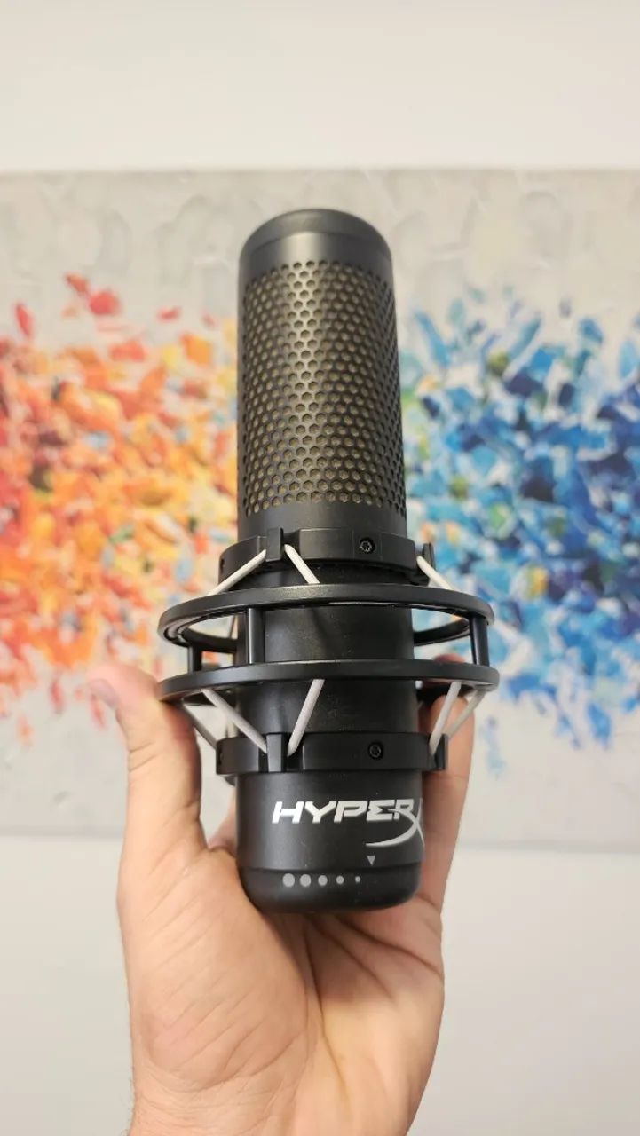 Microfone Gamer HyperX QuadCast S Podcast, Antivibração, LED RGB, USB, Compatível com PC, 