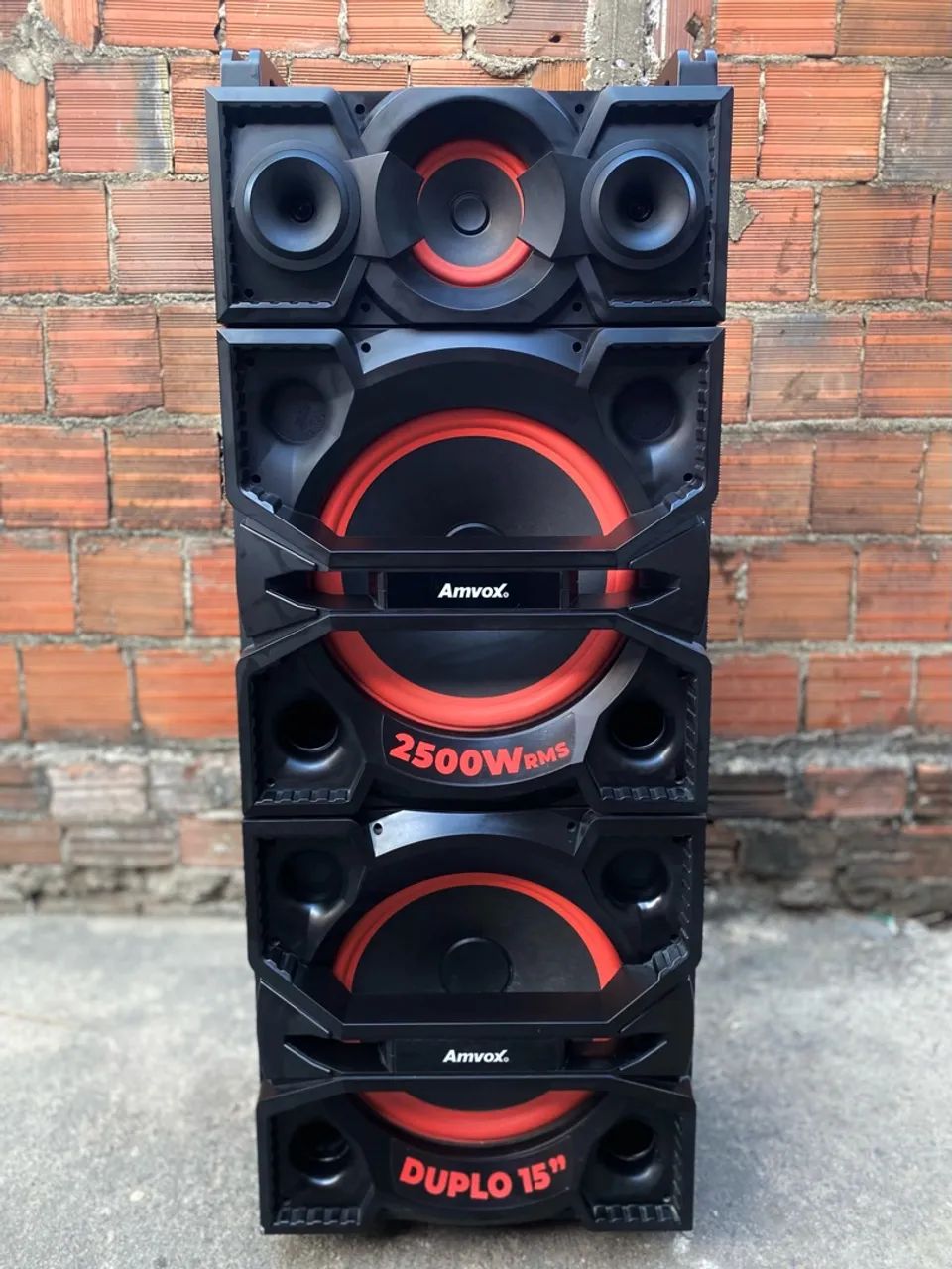 Caixa Amvox Terremoto 2500W RMS Duplo 15 polegadas Bivolt