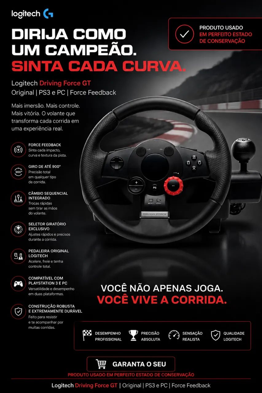 Logicool Driving Force GT フォースフィードバック Logitech Driving Force GT Original | PS3 e PC | Force Feedback