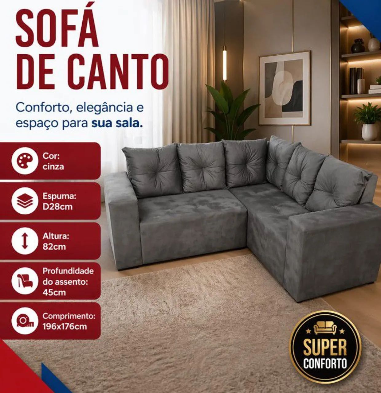 SOFÁ DE CANTO SANTAI... - Foto 4