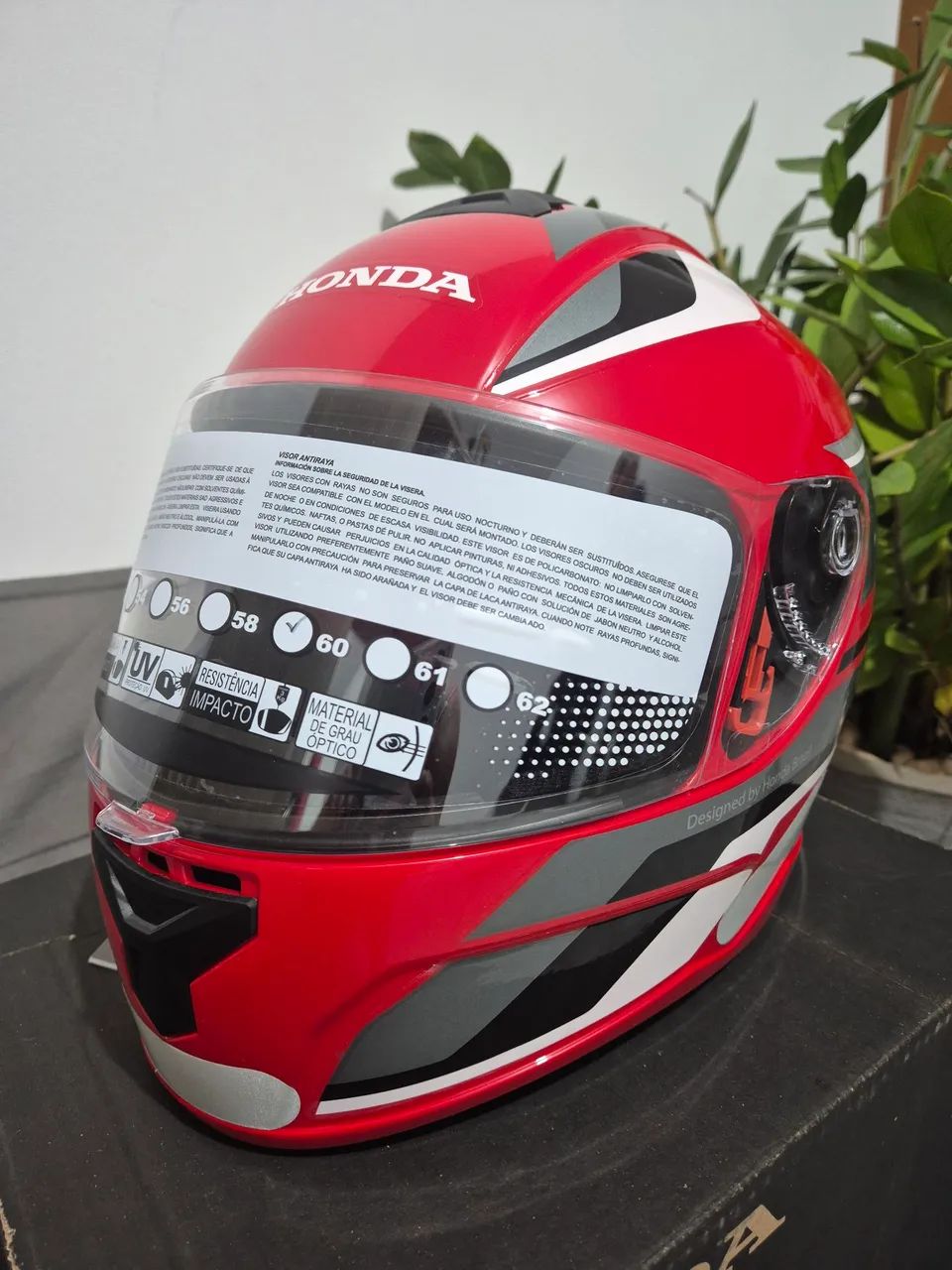 Capacete Honda Original Novo Nº 60 Vermelho - Foto 3