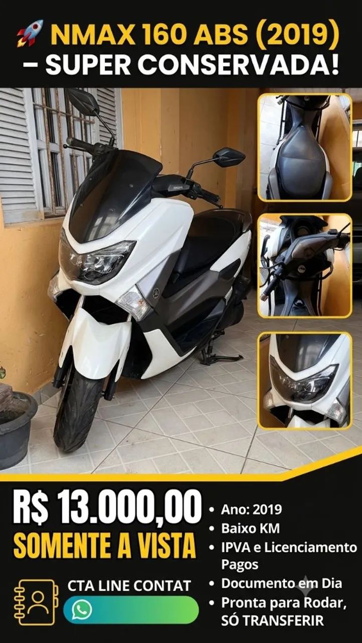 Nmax ano 2019 com 160cc  - Impecável, Revisada e Doc OK)