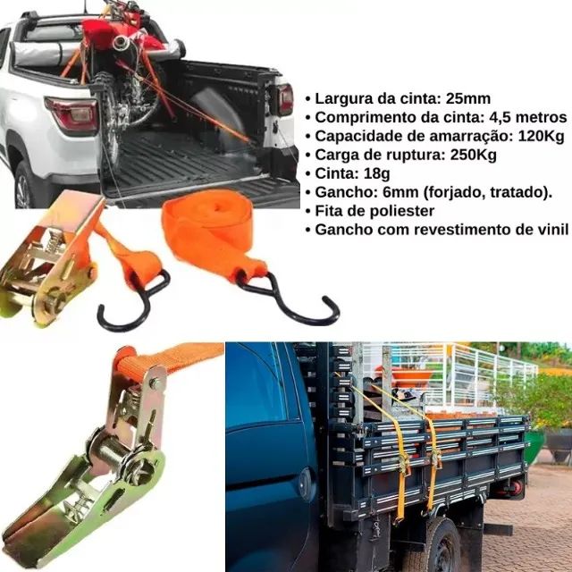 Cinta para Carga com Catraca com 4,5m X 25,4mm até 120kg - Foto 4