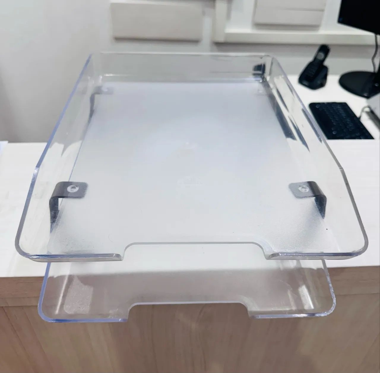 Bandeja organizadora de documentos - acrílico transparente, 2 andares