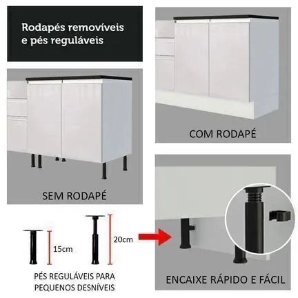 Cozinha Completa MDF 270 Com Armário E Balcão Branco Brilho:VALOR PROMOCIONAL  - Foto 6