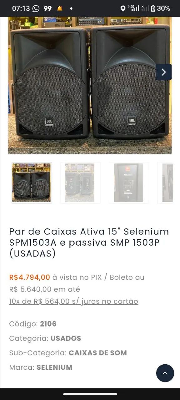 PAR DE CAIXAS JBL SELENIUM 