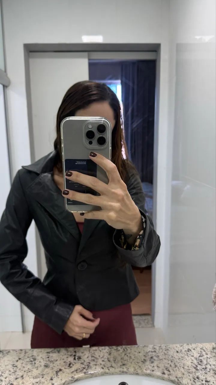 Jaqueta em couro verdadeiro P - Foto 5