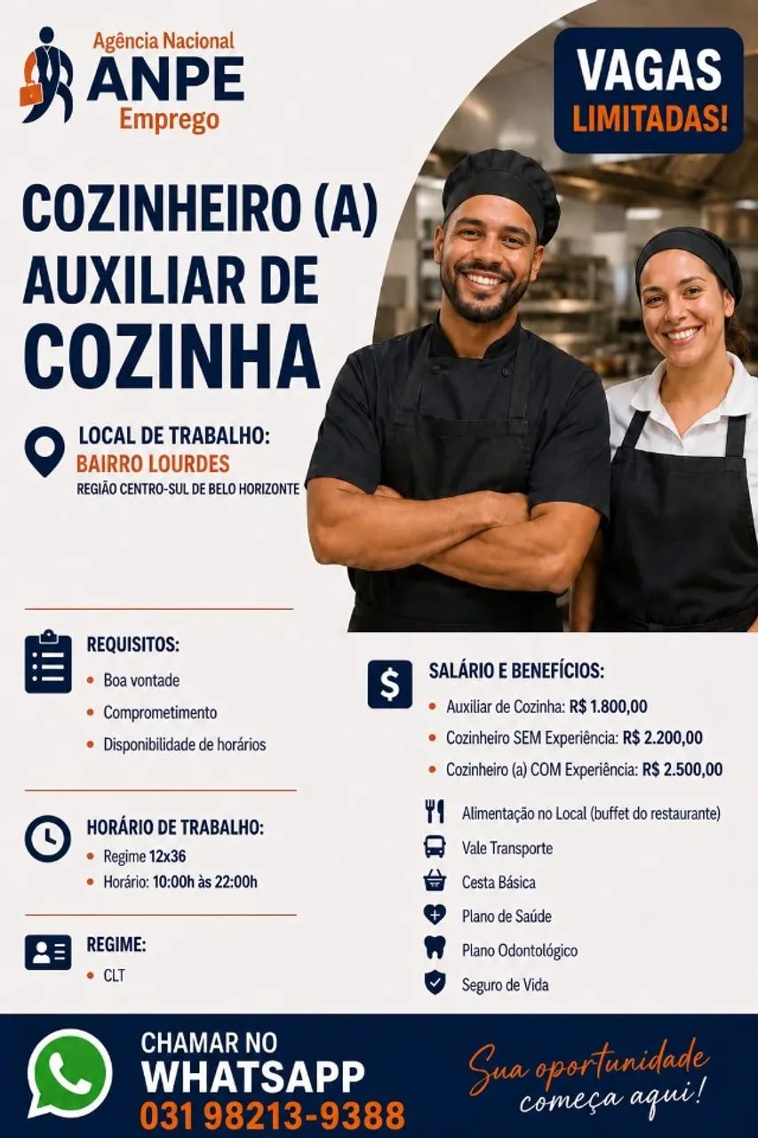 COZINHEIRO (A) E AUXILIAR DE COZINHA