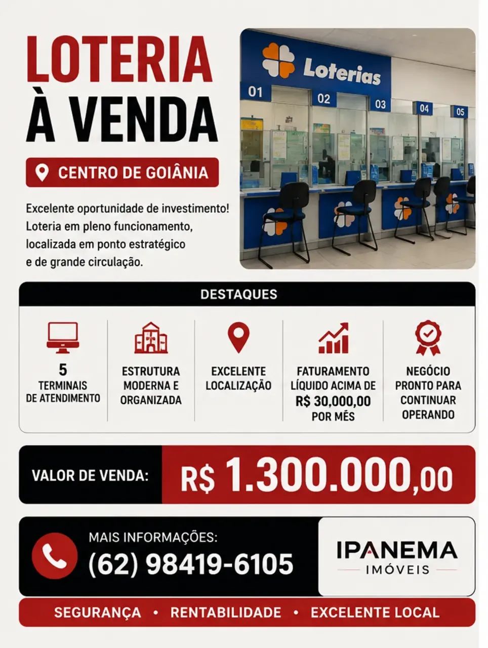 LOTERIA À VENDA  CENTRO DE GOIÂNIA - Foto 3