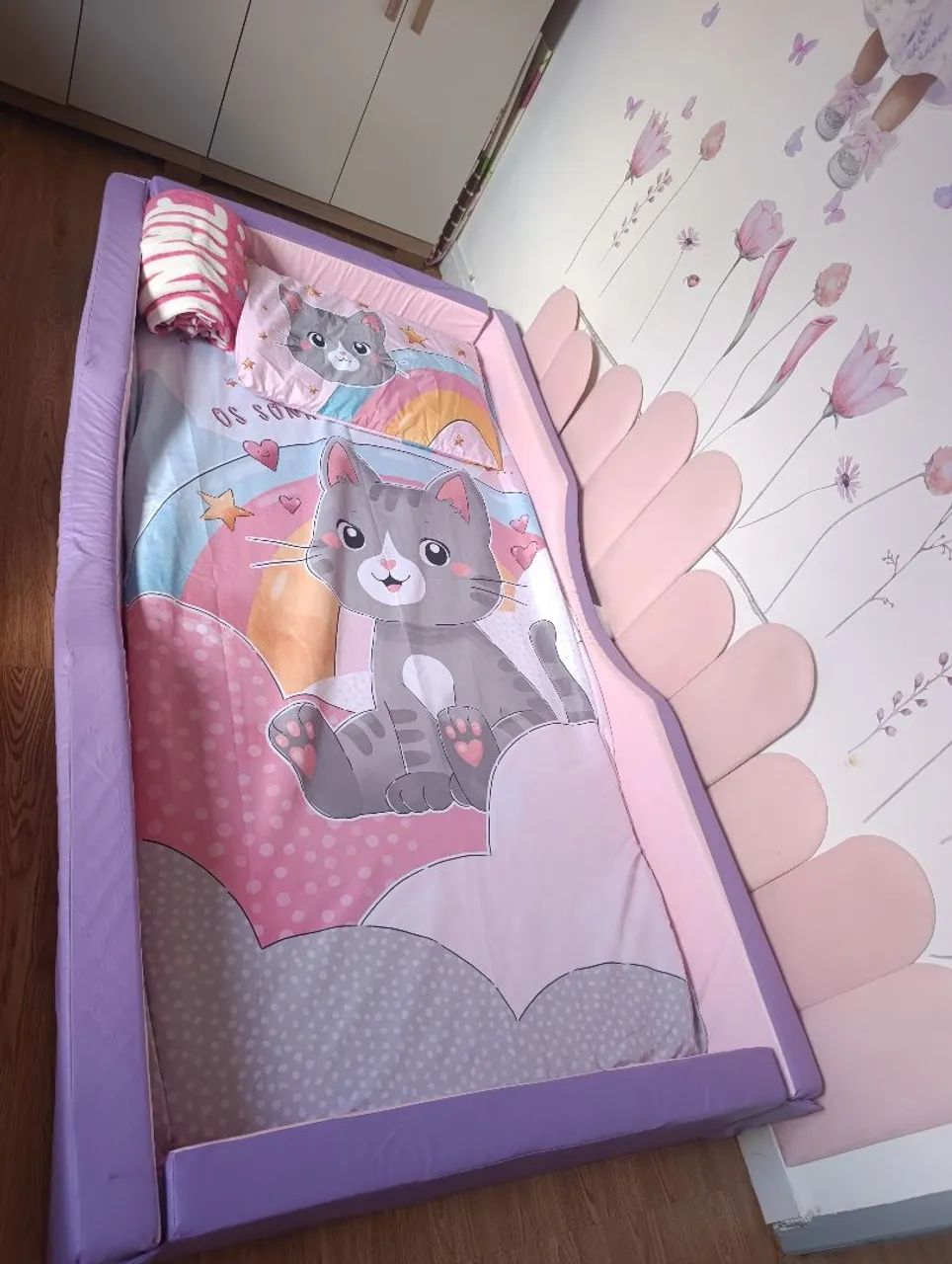 Cama montessoriana infantil rosa e lilás  - Foto 5