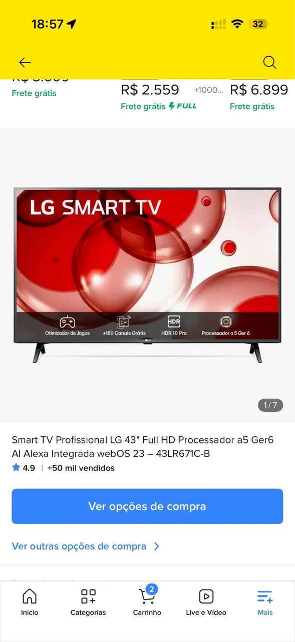 Smart TV  LG 43" Full HDAlexa Integrada