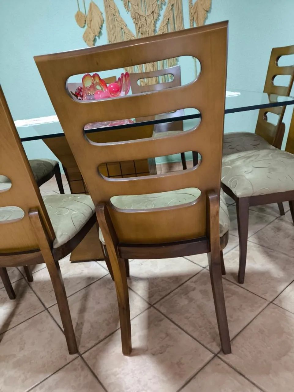 Mesa de jantar, 8 lugares com tampão de vidro. - Foto 5