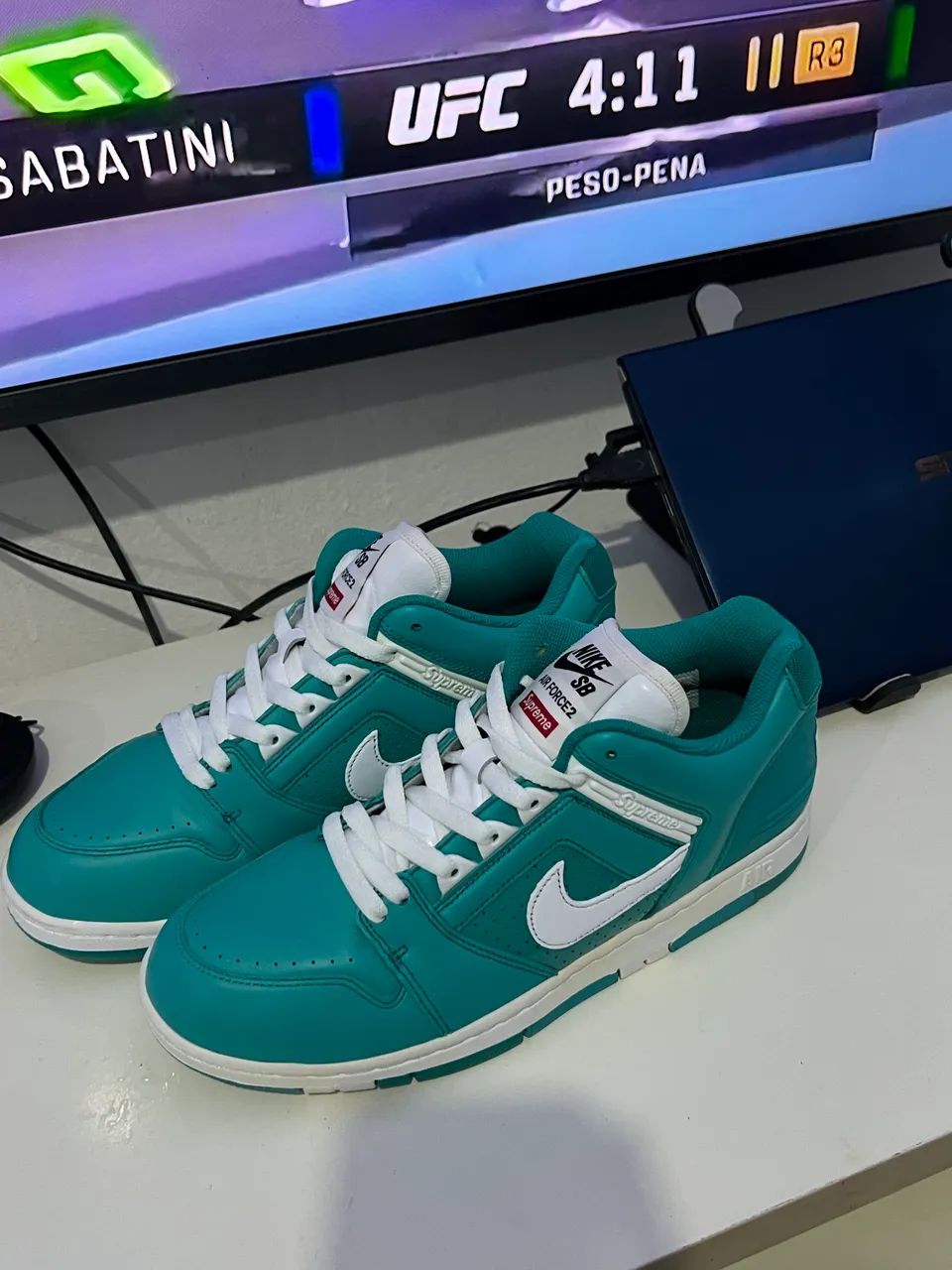 Supreme × Nike SB Air Force 2 Low  Emerald blue  - Foto 3