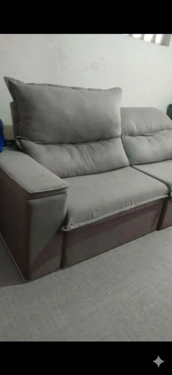 Sofá Retrátil Reclinável cinza 2,50 m