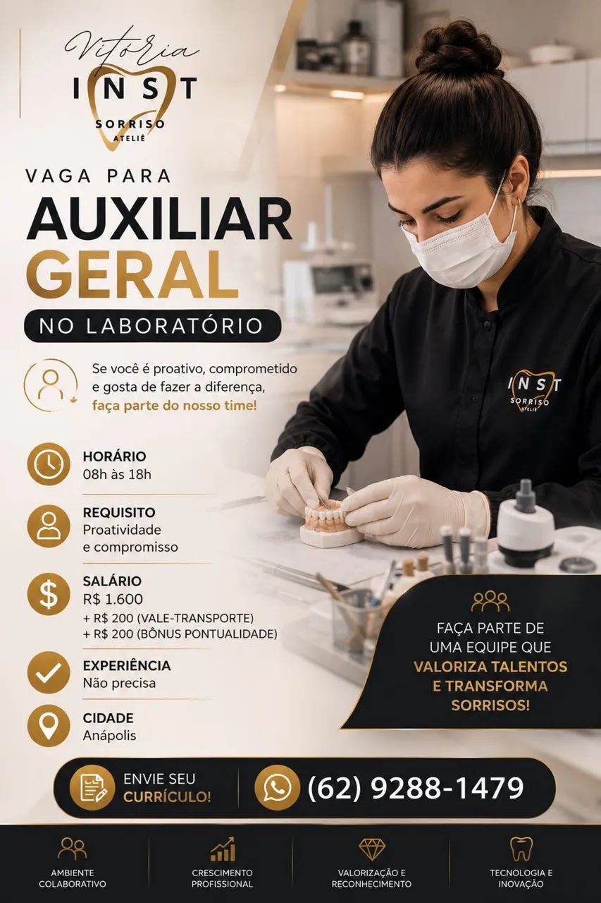Vaga para auxiliar de protético 