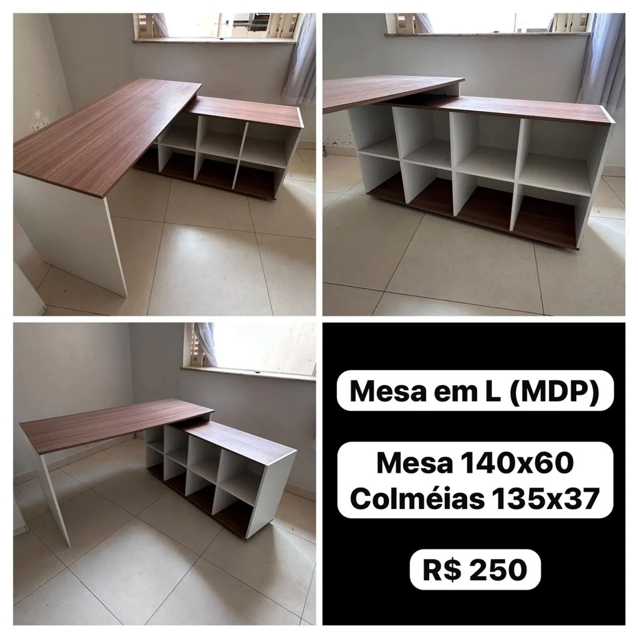 Mesa em L com nichos