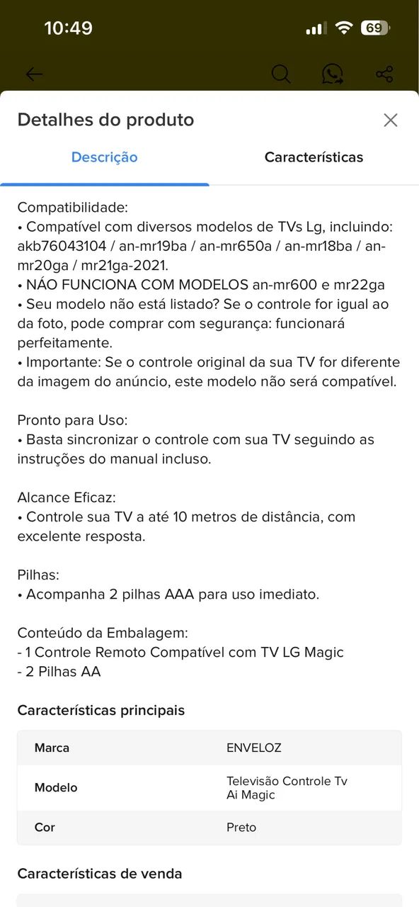 Controle remoto LG smart magic com comando de voz e Alexa - Foto 3